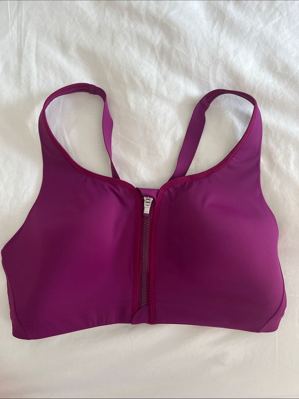 Athleta Front-Zip Sports Bra in Deep Magenta